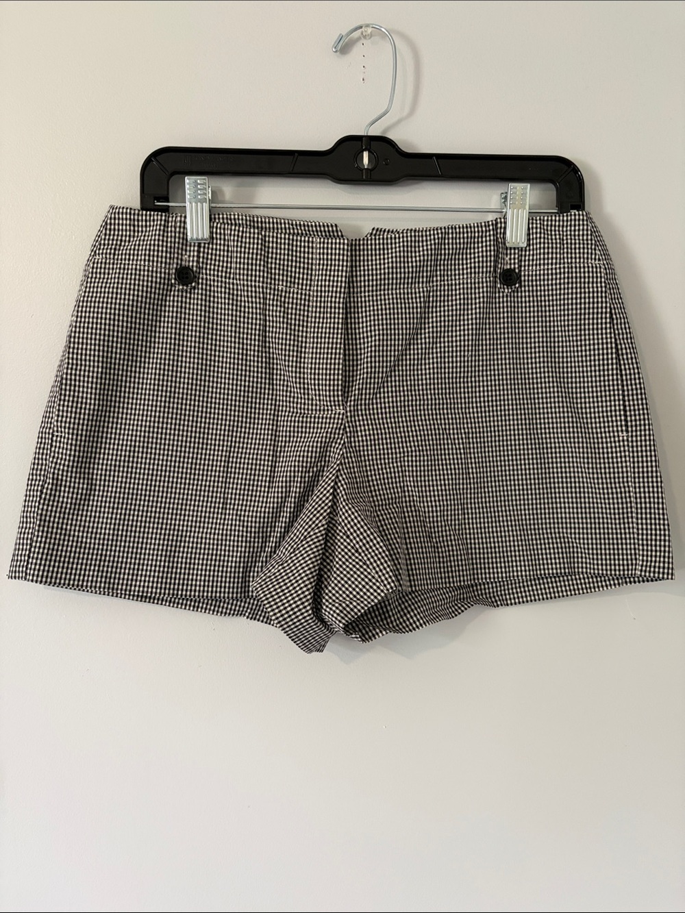 Theory Black and White Gingham Shorts
